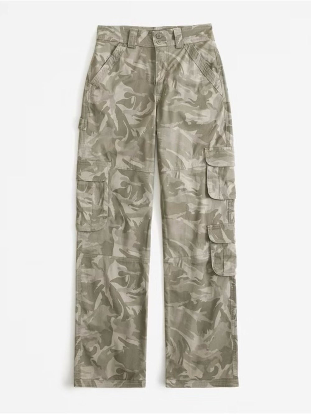 Abercrombie & Fitch Curve Love Women’s Relaxed Army Green Camo Cargo Pants